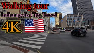 This walking tour of Indianapolis Downtown [full version]_indiana city travel 4K UHDusa