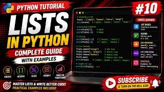 Python Tutorial #10 | Lists in Python Explained | Indexing, Slicing & List Methods