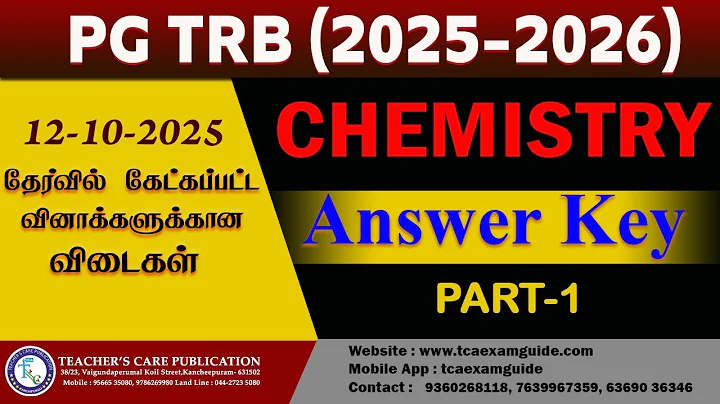 PG TRB (2025-2026) - Chemistry Answer Key