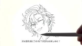 【にじさんじ】不破湊のイラストを一筆書きで描いてみた！One stroke art of Fuwa Minato from NIJISANJI! screenshot 3