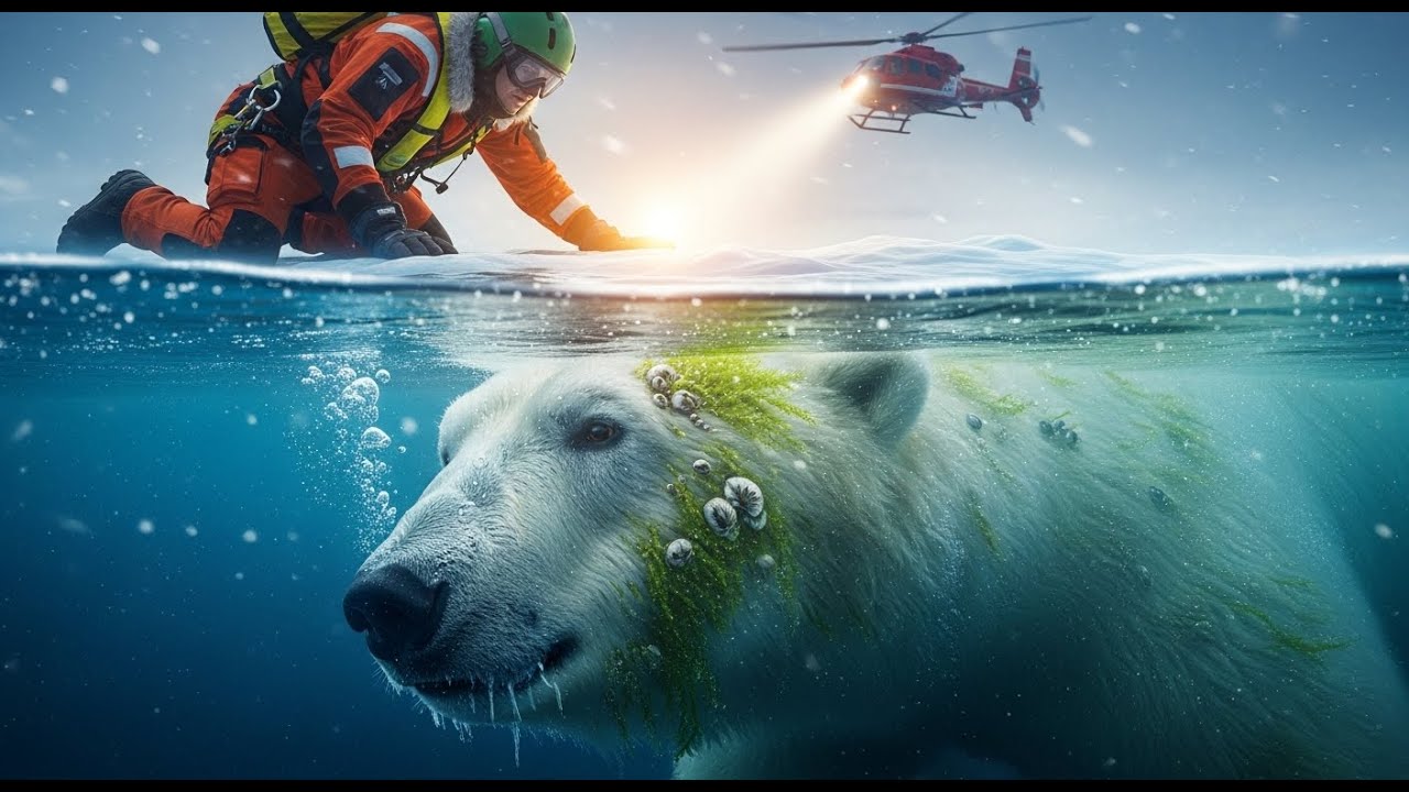 “Brave Team Rescues Giant Polar Bear Covered in Ocean Barnacles & Sea Algae” 