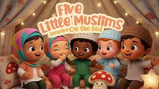 Five Little Muslims Jumping on the Bed 🛏️🌙 | Islamic Kids Song