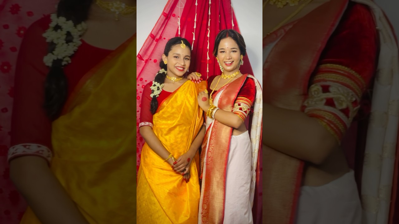 দুর্গা পুজোর সাজ with this Cutie 🥰 #durgapuja #youtubeshorts