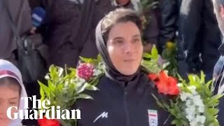Iranian state media releases footage of women’s football team arriving home