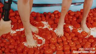 TOMATOES CRUSH - Two Girls vs 200 kilos of Fresh Tomatoes