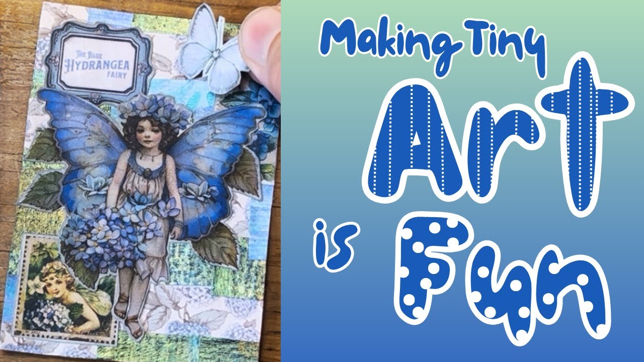 🧚🧚🧚How I Made 3 Hydrangea Fairy ATCs ✂️✂️✂️ Using My Cut and Collage Book 🧚🧚🧚 3 Artist Trading Cards