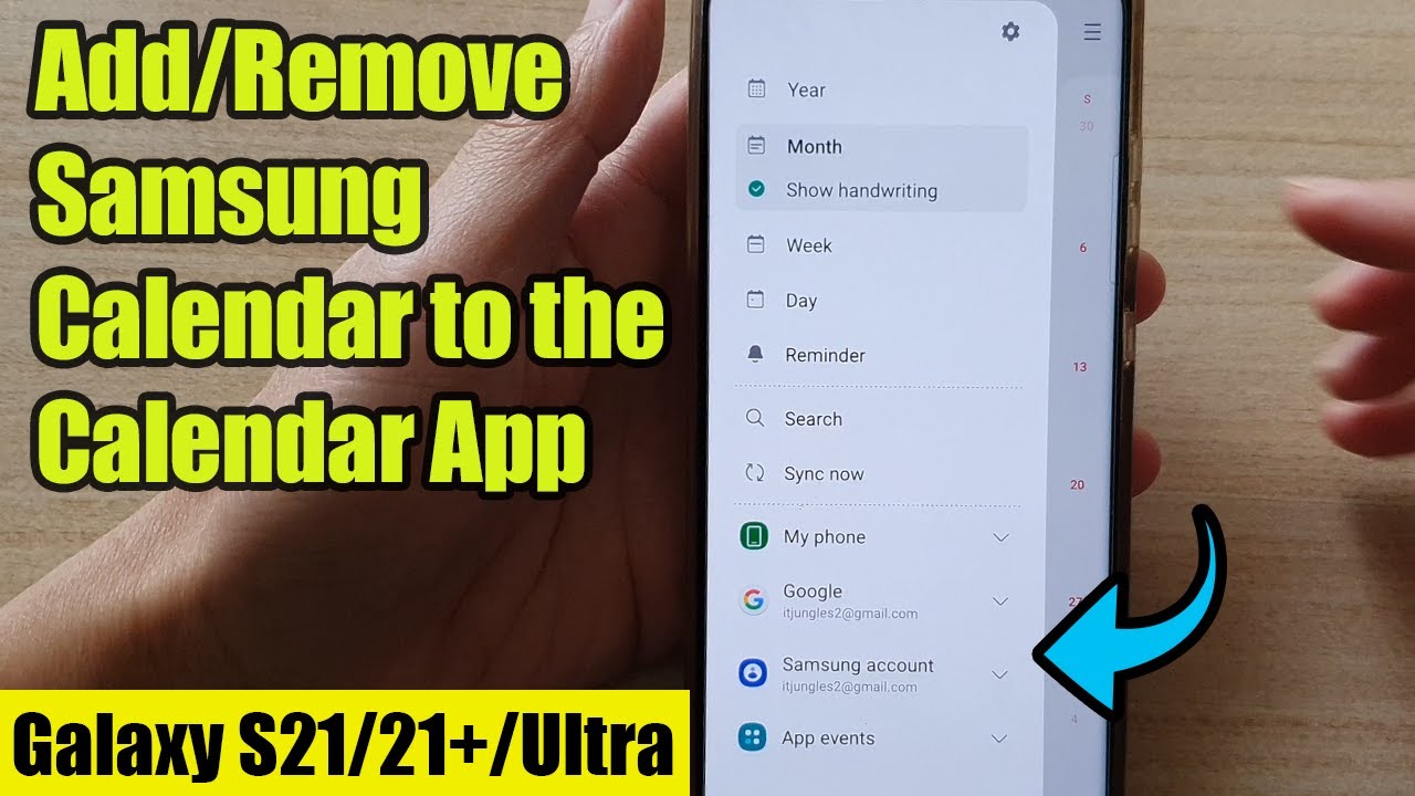 Galaxy S21/Ultra/Plus How to Add/Remove Samsung Calendar to the