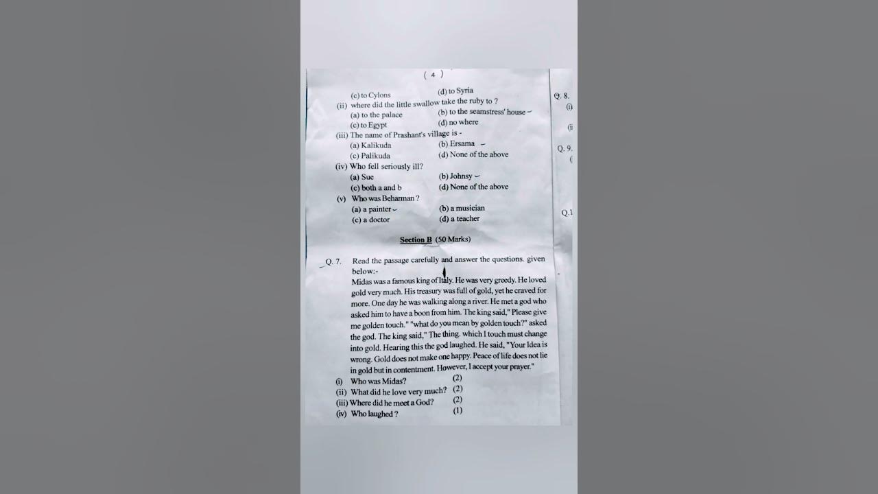 class 9 English annual exam paper 2023 class 9 English annual exam paper 2023