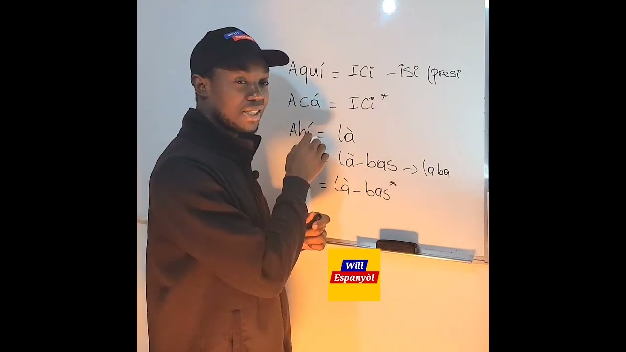Ann aprann fè diferans ant AQUÍ, AHÍ, ALLÁ, ACÁ an espanyòl. 
