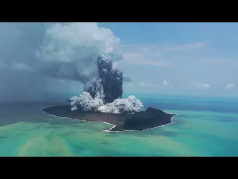 Hunga Volcano Eruption captured at 11:55am 30th December 2021