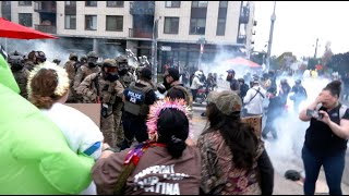 Riot munitions fired outside ICE facility in Portland during "No Kings" rallies across America