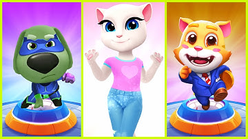 Talking Tom Hero Dash vs My Talking Angela 2 vs Cat Runner Decorate Home Gameplay