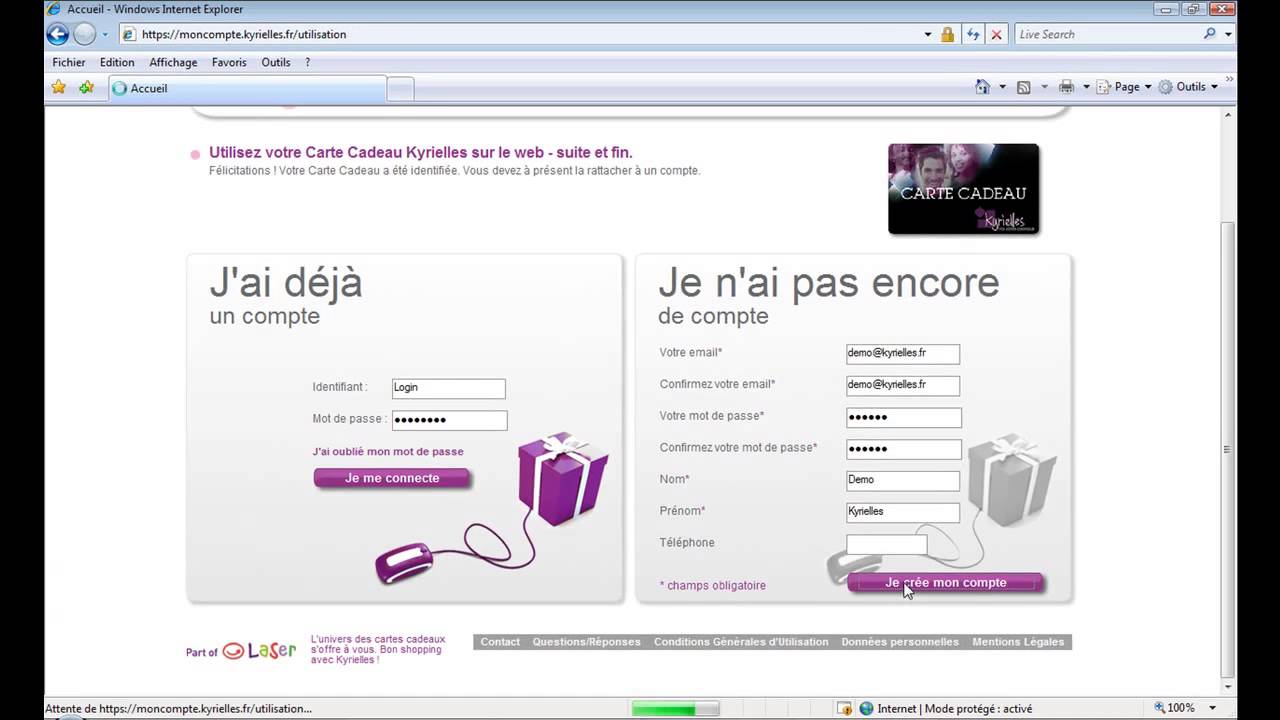 Activation carte cadeau Kyrielles - 