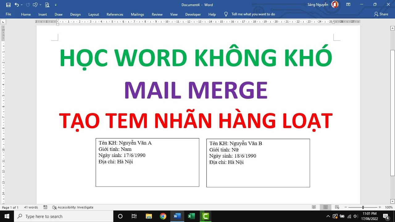 Mail Merge _ Tạo tem nhãn hàng loạt