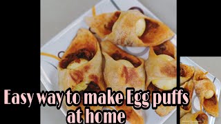 How to make Egg puffs at home in telugu||Egg puff recipe at home in easy way