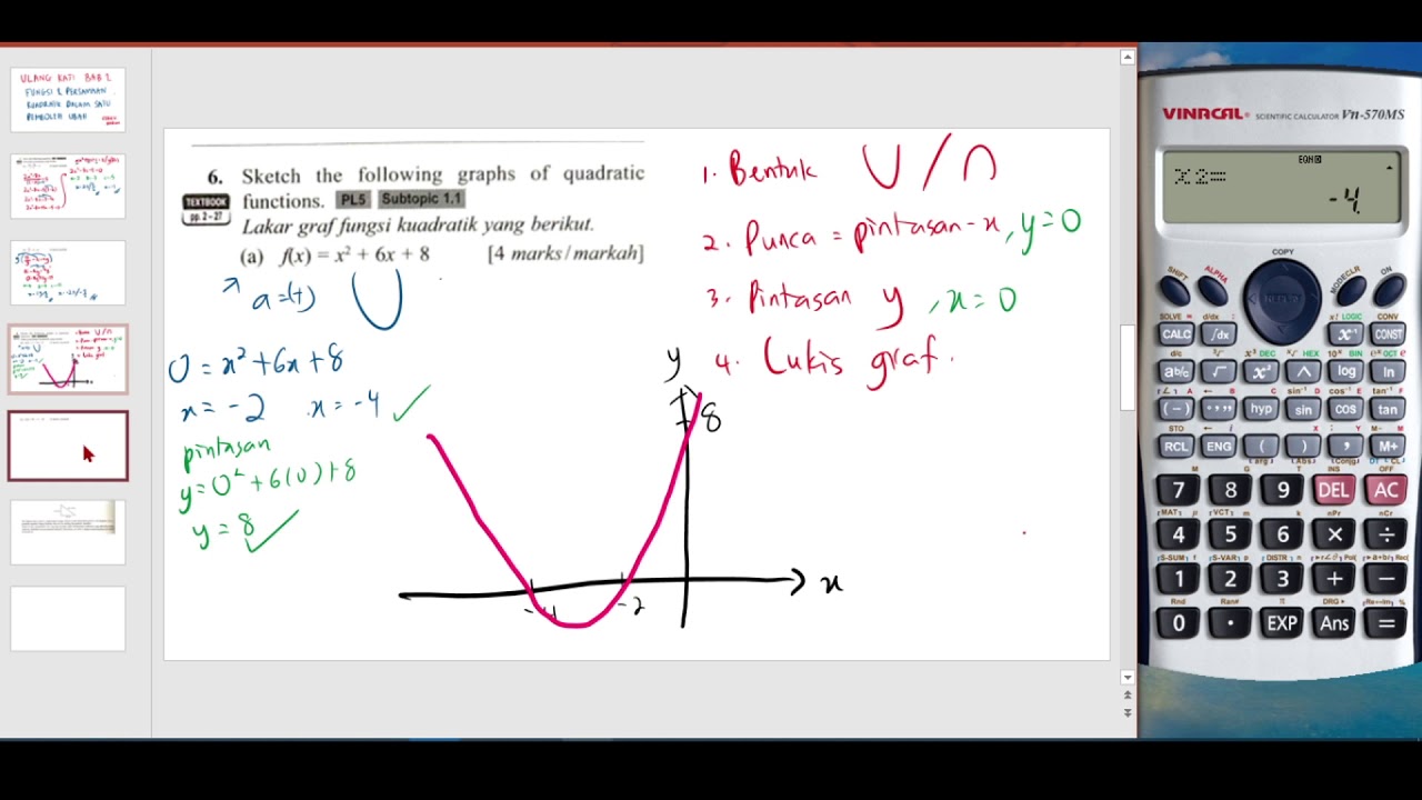 Ulang Kaji Matematik Bab 1 Tingkatan 4 Fungsi Persamaan Kuadratik Dalam Satu Pemboleh Ubah Kssm Youtube