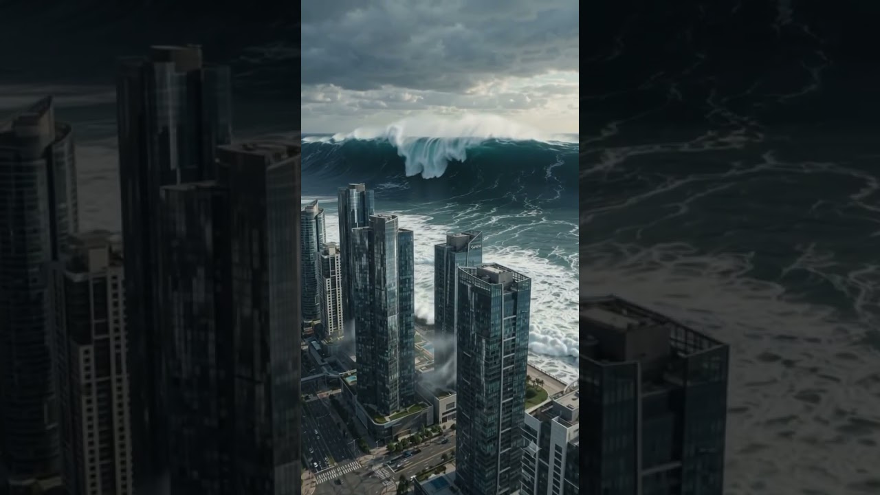 🌊 A GIANT TSUNAMI DESTROYS NEW YORK CITY! 😱 | AI Disaster Movie #shorts