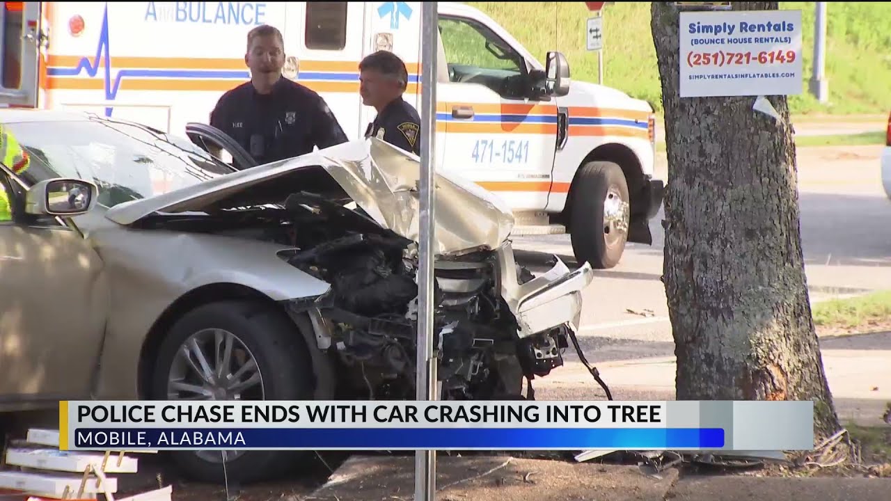 Police Chase Ends with Car Crashing Into Tree - YouTube