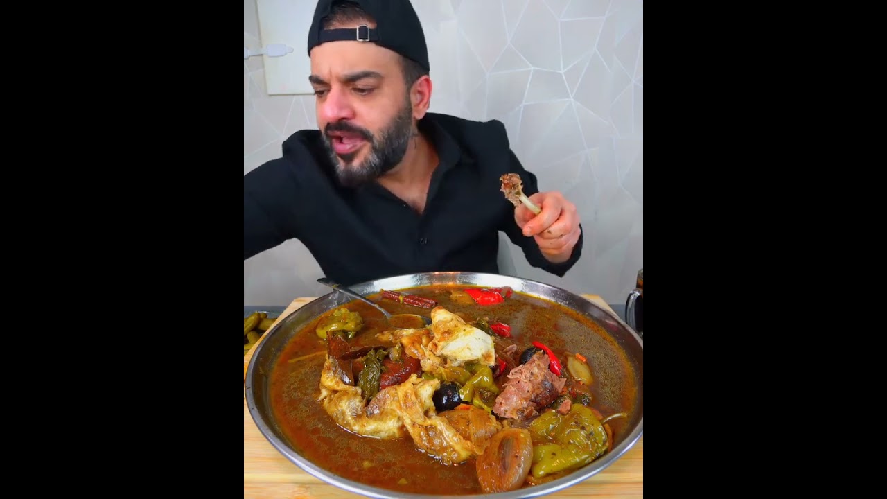 قلية باضلاع او ريش الغنم على طريقتي اللذيذةlamb chops soup (qalia) eating show mukbang#food #mukbang
