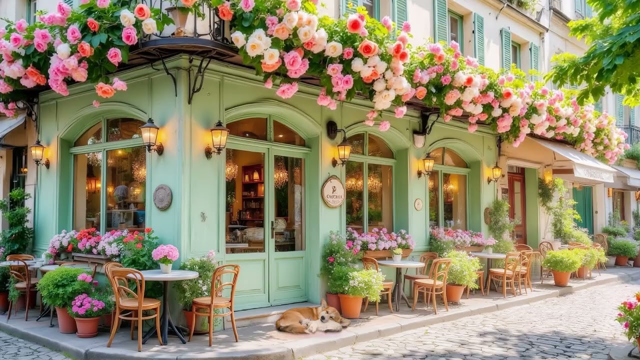 Relaxing Spring Morning Jazz in Corner Coffee Shop | Great Jazz Music for Calm, Focus & Relax