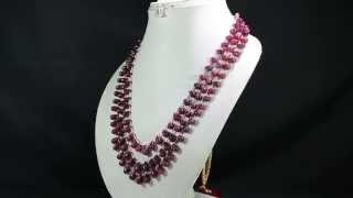 3 Strands Natural Red Ruby 526ct Cabochon Drop Beads Gemstone String Necklace