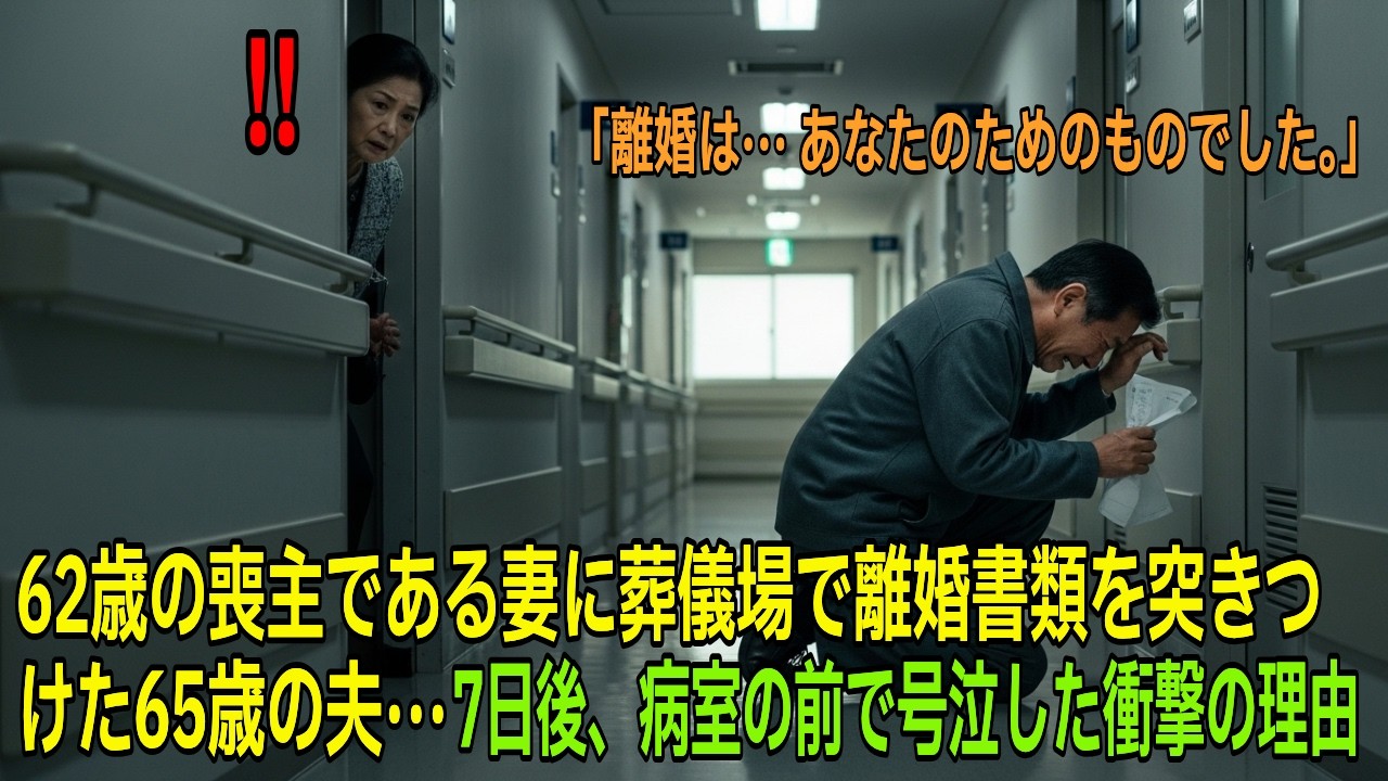 62歳の喪主である妻に葬儀場で離婚書類を突きつけた65歳の夫··· 7日後、病室の前で号泣した衝撃の理由【オーディオブック】【感動の物語】【睡眠ラジオ】
