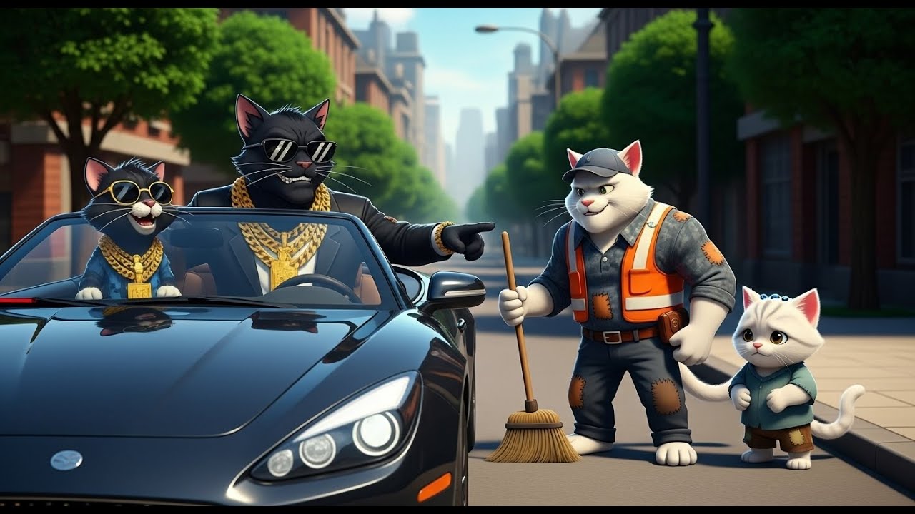 Poor White Cat vs Rich Black Cat | Emotional Cat Family Story for Kids | Wooden Car Dream