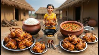 Miniature Doll massive full chicken roast Cooking ASMR | Indian Village Tiny Kitchen Story