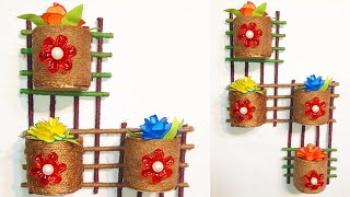 Wall Hanging With Jute Fiver | DIY Flower Vase Using Jute Rope | Wall Decor Jute Craft Idea