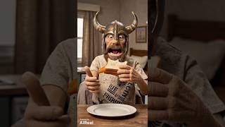 this is fishy tastic! 🤣funny crazy Viking puppet taste test food review of a fish finger sandwich🤣