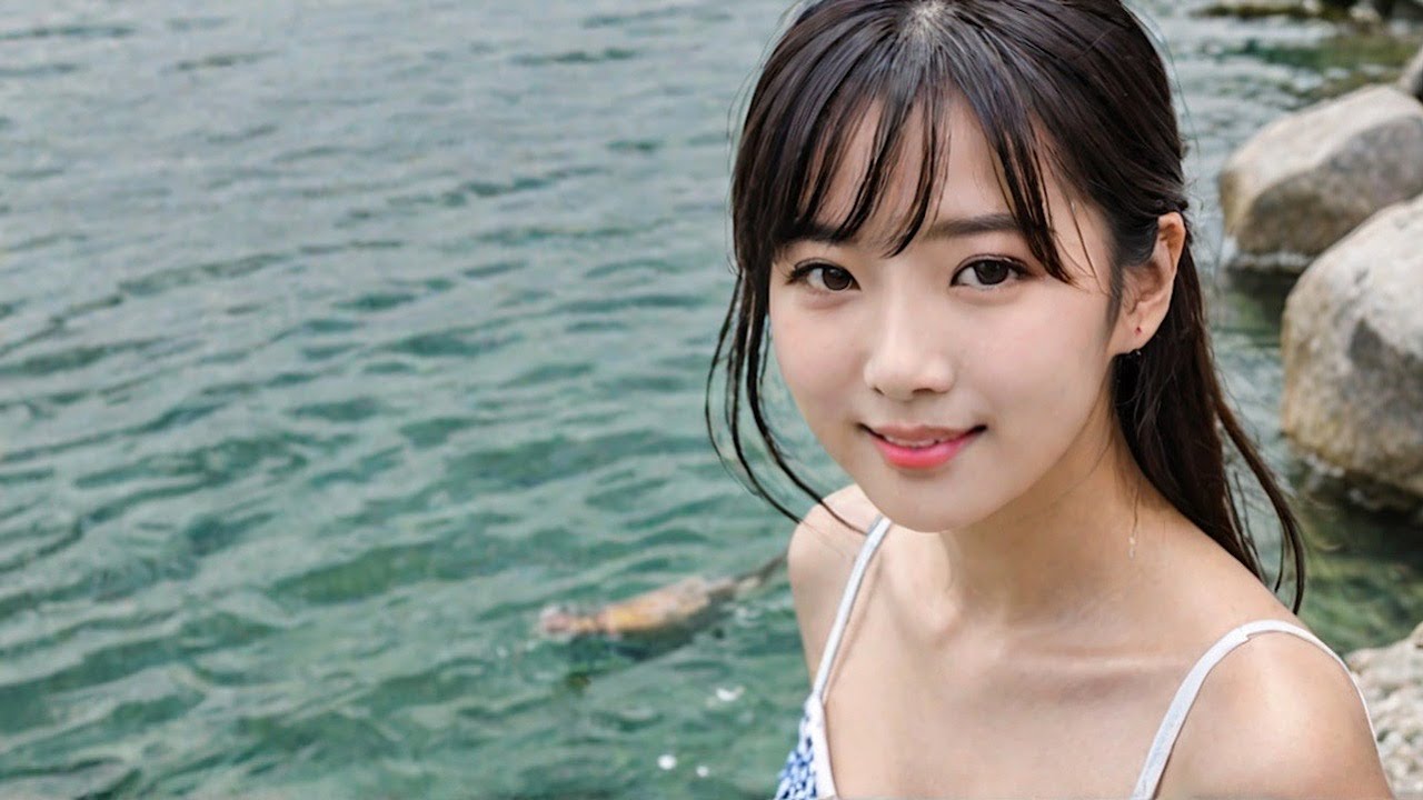 #海の中 #海水浴 紺色の旧型スクールうな紺色の旧型スクール水着で真夏の冷たいシャワーを浴びる美人な日本の女子高生【ASMR】 - YouTube