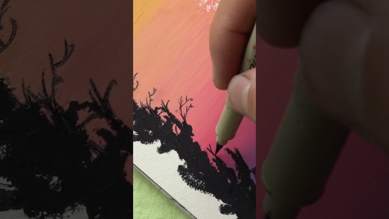 Oil pastel drawing - pink sunset #oilpastel #creativeart #easydrawing #painting #art