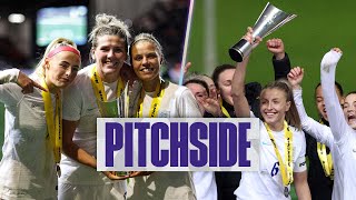 Behind The Scenes Access Pitchside to The Lionesses Arnold Clark Cup Celebrations | Pitchside