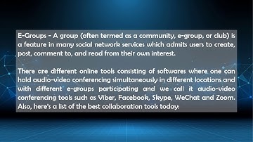 Lesson 7 USE OF AUDIO AND VIDEO CONFERENCING TOOLS AND E GROUP TO SHARE IDEAS AND WORK WITH OTHERS O