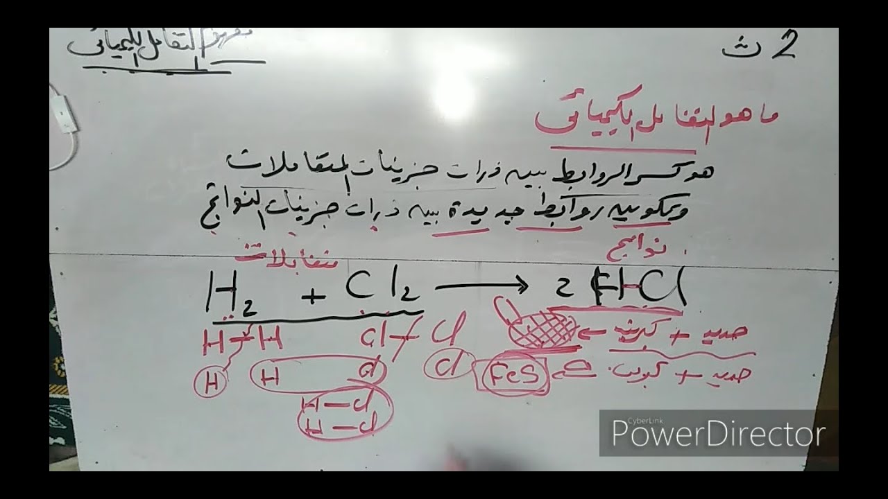 كيمياء 2ث باب ثالث / ( 1 ) التفاعل الكيميائى ونموذج لويس