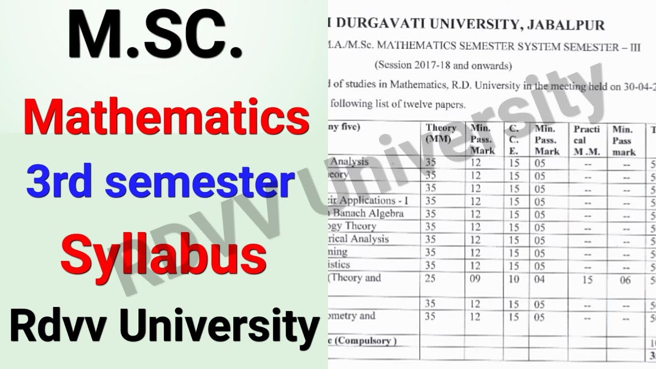 M.SC. mathematics/3rd semester(second year) syllabus/RDVV University/pdf file link in description 👉