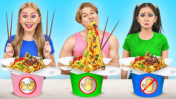 NO Hands VS ONE Hand VS TWO Hands! ONE COLOR CHALLENGE! 100 Layers of Food by 123 GO! CHALLENGE