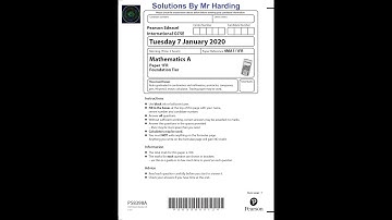 Edexcel - iGCSE - Mathematics A - January 2020 - Paper 1FR - Solutions By Mr Harding