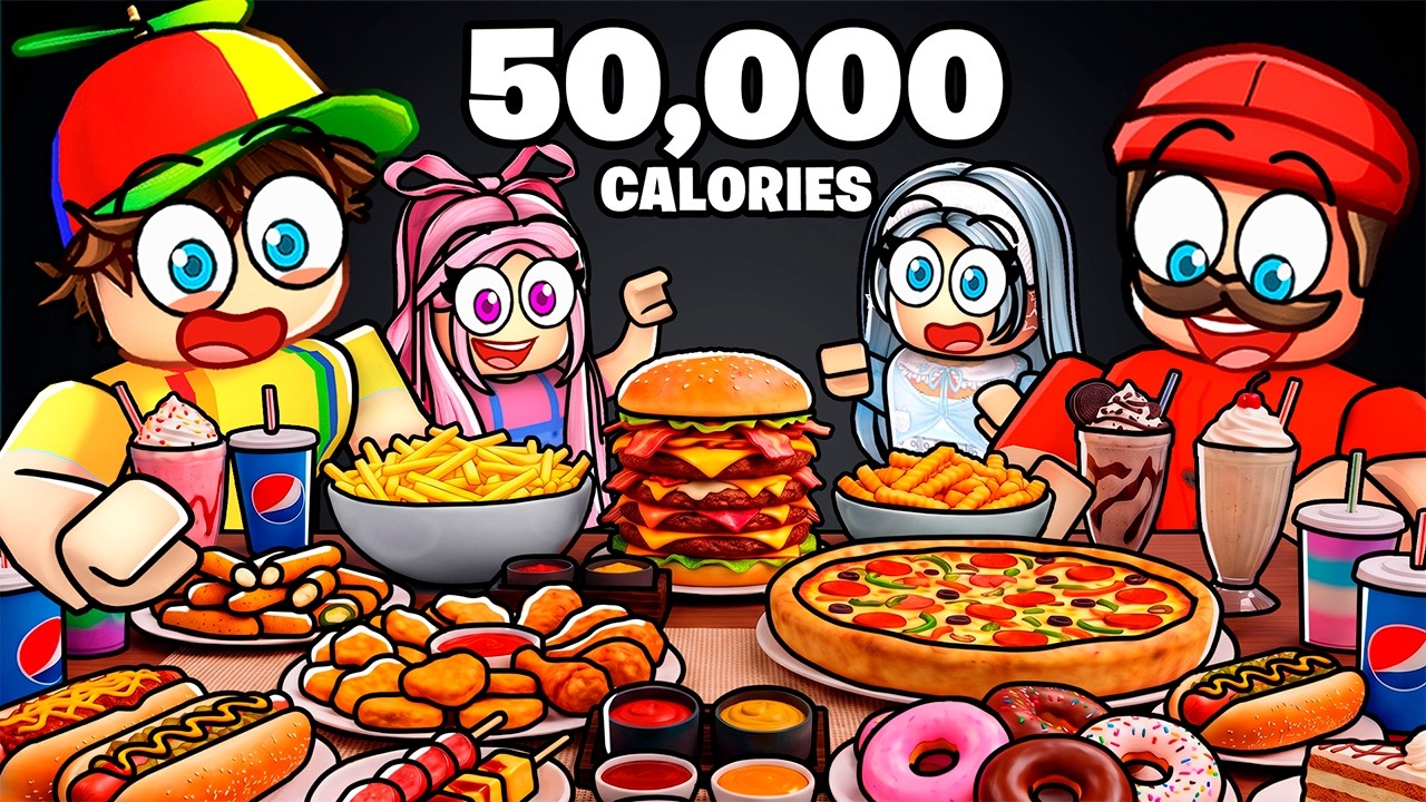 50,000 Calorie Challenge In Roblox ASMR MUKBANG...