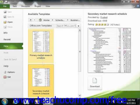 Project 2010 Tutorial Creating New Projects Microsoft Training Lesson 2.3