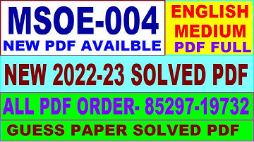 msoe 004 solved assignment 2022-23 / msoe 4 solved assignment in English / ignou ma sociology solved