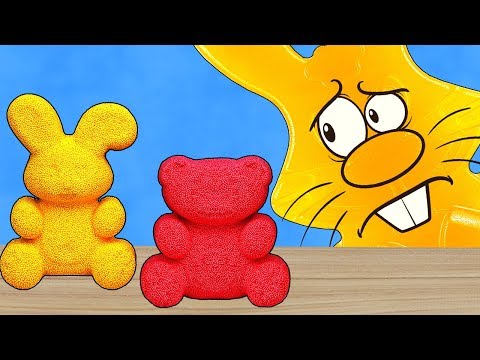 КРАСНЫЙ МЕДВЕДЬ ИЗ ШАРИКОВОГО ПЛАСТИЛИНА!? ЖЕЛЕЙНЫЙ ЗАЯЦ ХАРИТОН