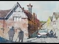 Plein air painting - How it's done. A watercolor demo of an English village street scene #29