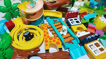 Satisfying Building Blocks Marble Run ASMR - Piano Slide Giraffe and Funnel Spiral course