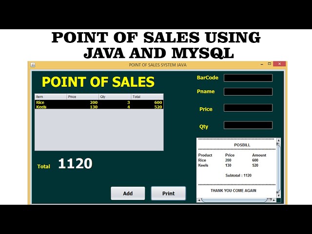 Point of sales using java and mysql class=