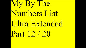 Day 18: My By The Numbers List Ultra Extended (Part 12/20)