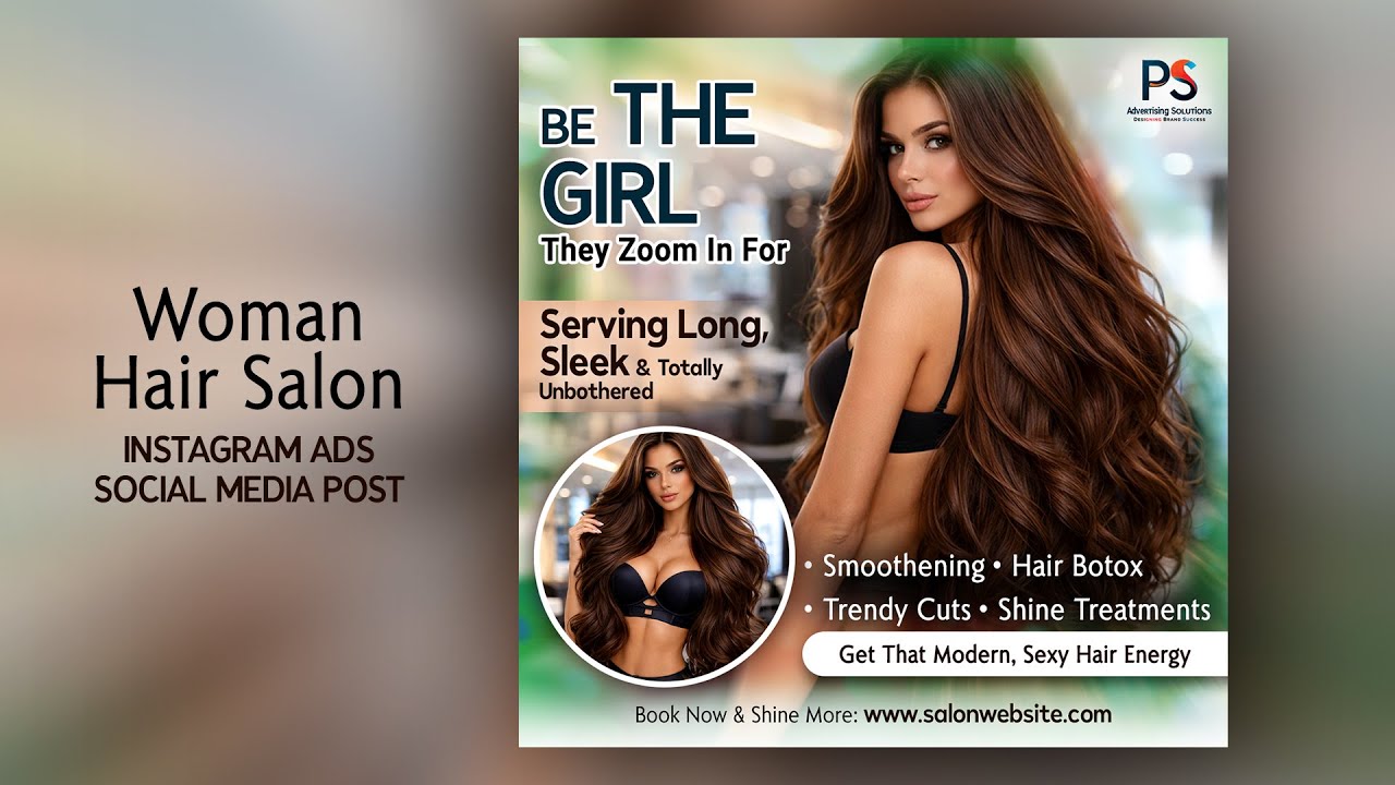 Instagram Post Social Media Ads Design For Woman Hair Salon | Social Media Post Design | Photoshop
