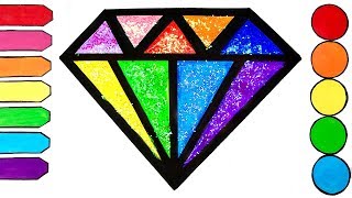 Aprendendo as Cores Diamante Arco Iris Colorindo e Pintando Pagina Colorir Vẽ và tô màu cho trẻ em