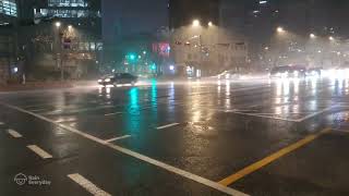 Ultra Dope of Seoul Night Rain Walk Induces You Deepest Sleep. Sound for Relaxation.