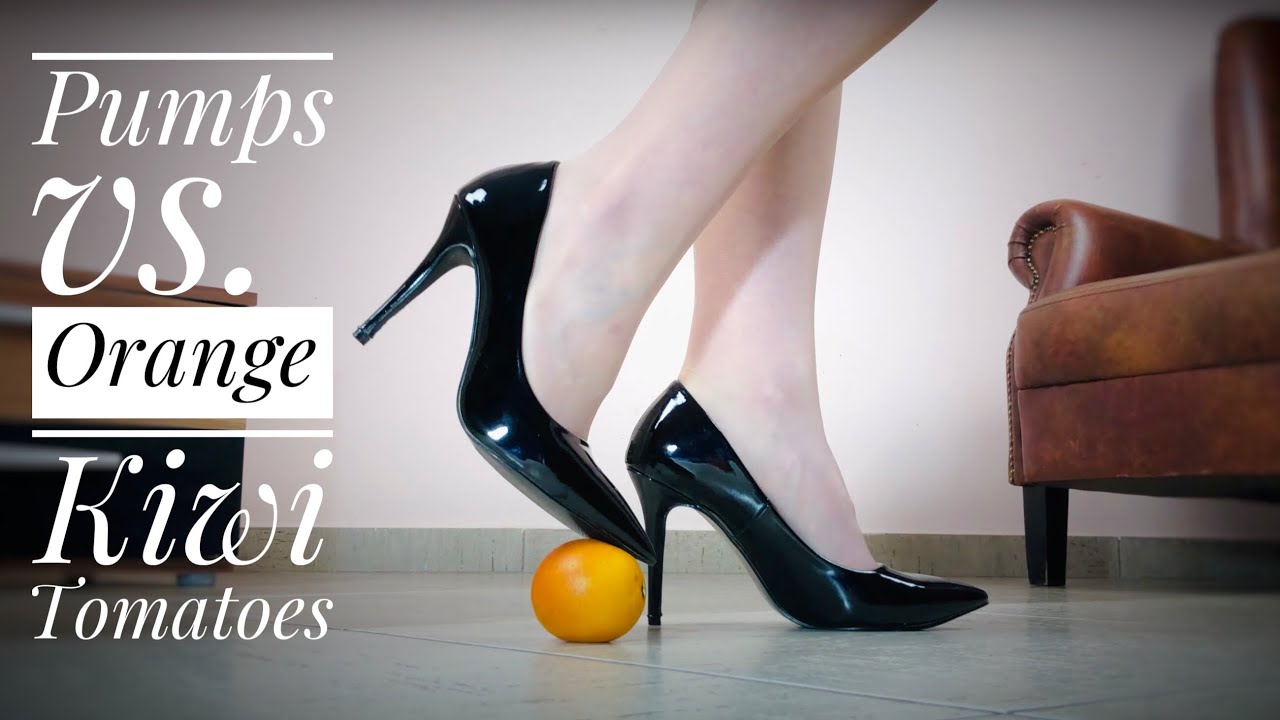 Pea vs. апельсина, киви, помидоров! Высокие каблуки раздавливают еду! Необычно удовлетворяюще! ASMR